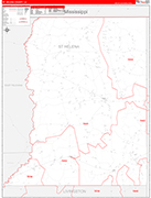St. Helena County Wall Map Red Line Style